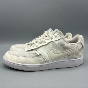 Nike Court Vision Low Premium Sail Shoes Women Size 10 Off White Stripes